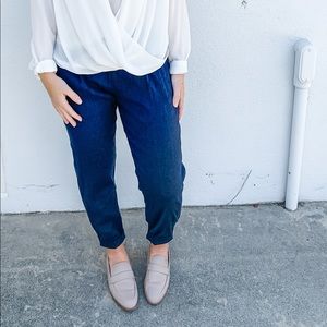 Vince Linen Blend Jogger Pant Navy Size 2